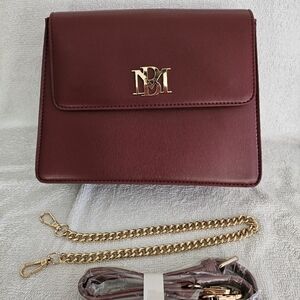 Badgley Mischka Burgundy Shoulder Bag with Gold Chain